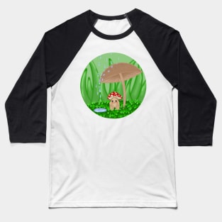 Rainy Day Mushroom Buddy Design Baseball T-Shirt